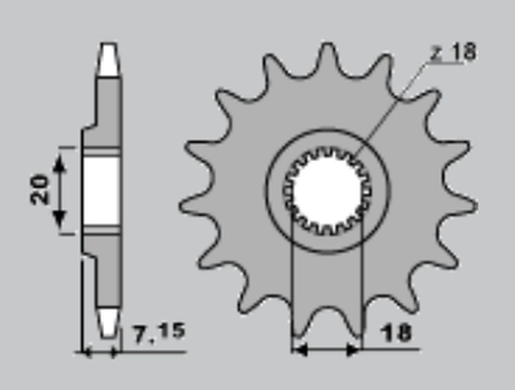 PBR řetězové kolo přední 432 12 18NC SUZUKI RM 125 92-07, RMZ 250 10-12 (JTF427.12SC) (řetěz 520) (MADE IN ITALY)
